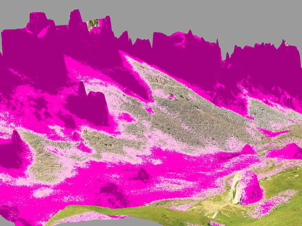 Lugares con temperatura más estable (menos extrema) en este sector (colores rosas): refugios microclimáticos